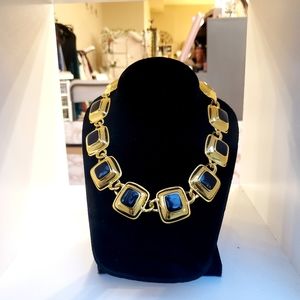 Chunky Gold Necklace w/ Black Stones
